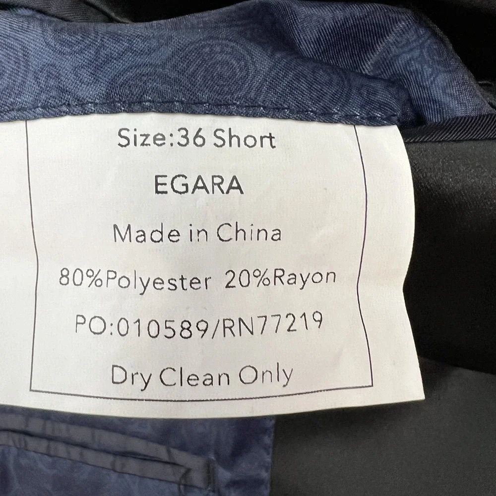 Egara Dinner Jacket Tuxedo Mens 36S Short Slim Fit Polyester Rayon‎ Navy/Black